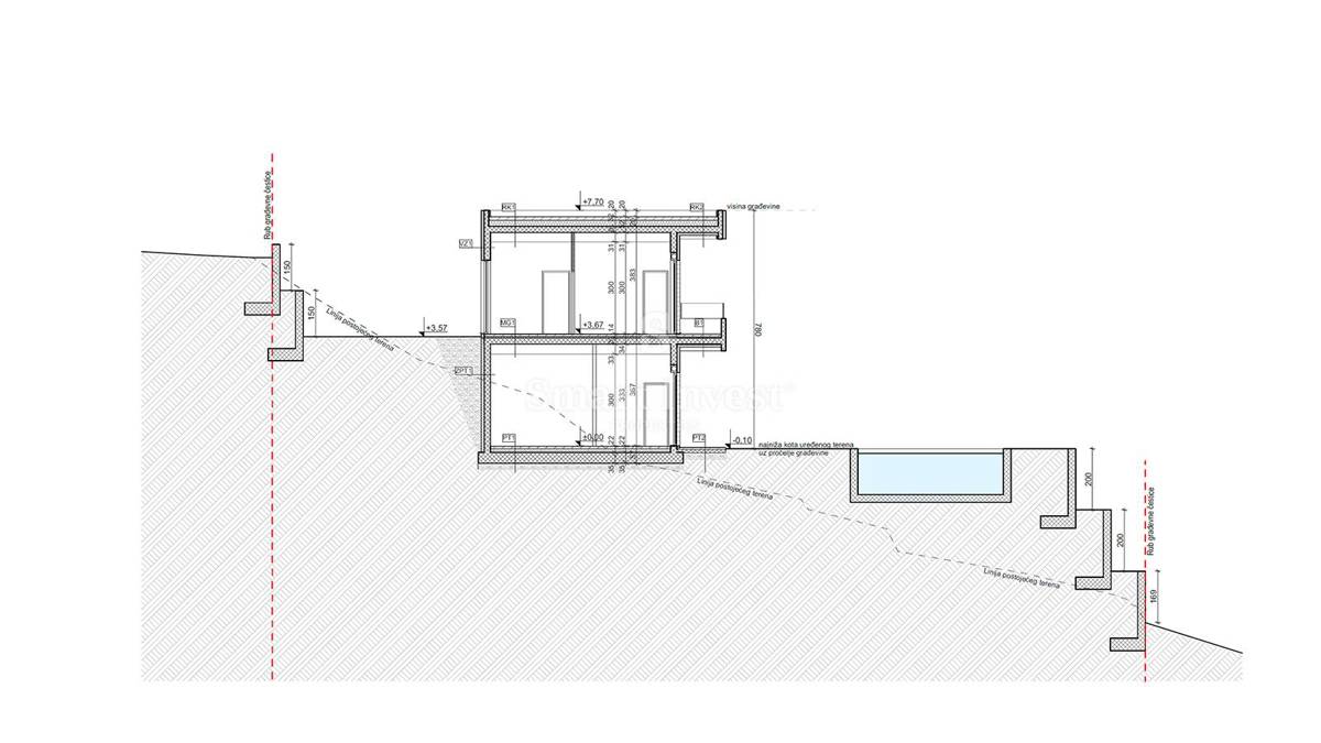 MOŠĆENIČKA DRAGA, terreno con permesso di costruzione per villa vicino al mare