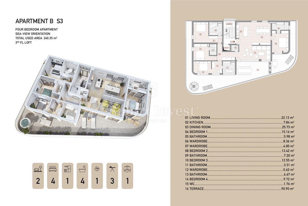 ABBAZIA - CENTRO, attico di lusso con 4 camere da letto e vista mare