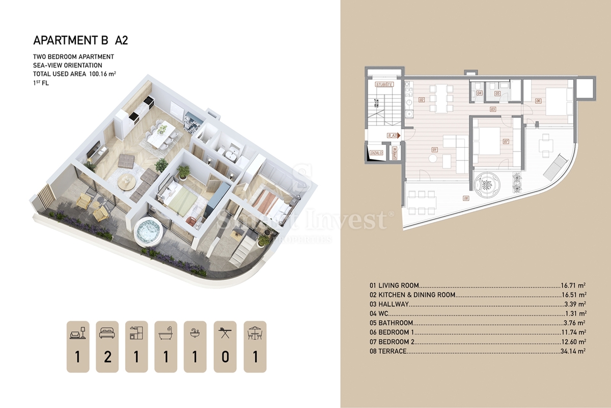 ABBAZIA - CENTRO, lussuoso appartamento trilocale con terrazza