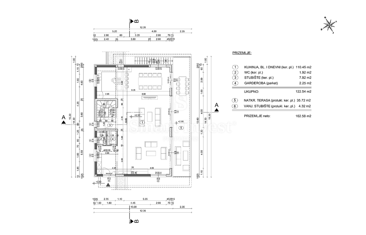 IČIĆI - POLJANE, terreno con permesso di costruzione per villa con piscina (A)