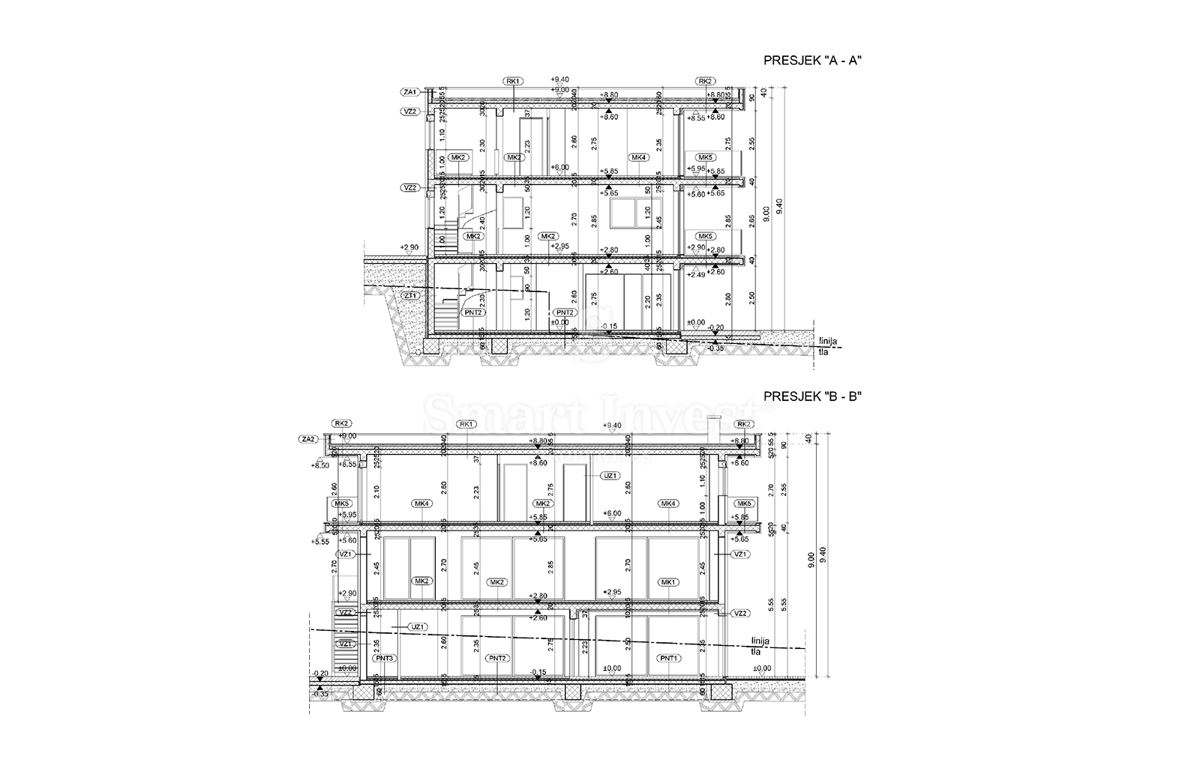 IČIĆI - POLJANE, terreno con permesso di costruzione per villa con piscina (A)