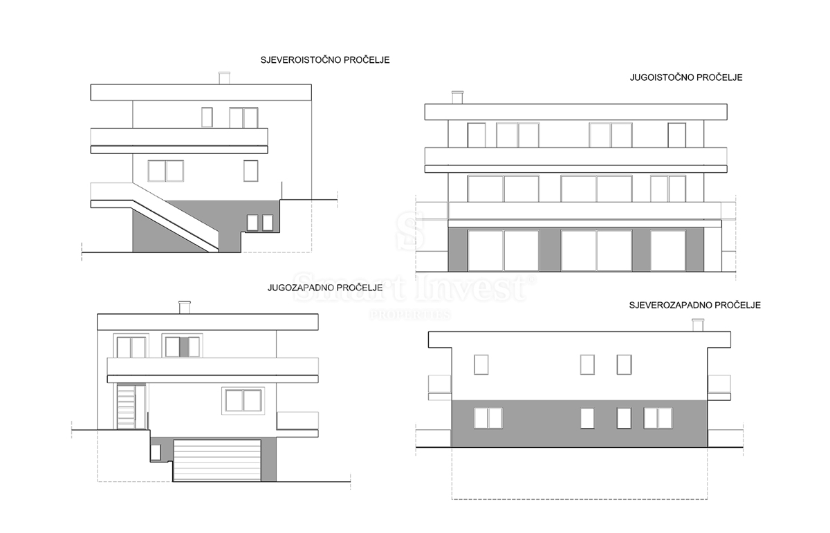 IČIĆI - POLJANE, terreno con permesso di costruzione per villa con piscina (A)