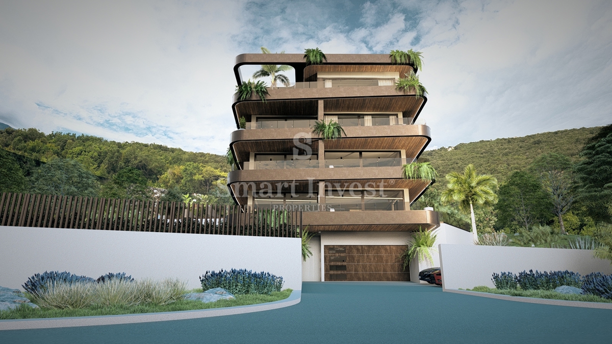 IČIĆI, appartamento trilocale con giardino e vista mare in un nuovo edificio con garage