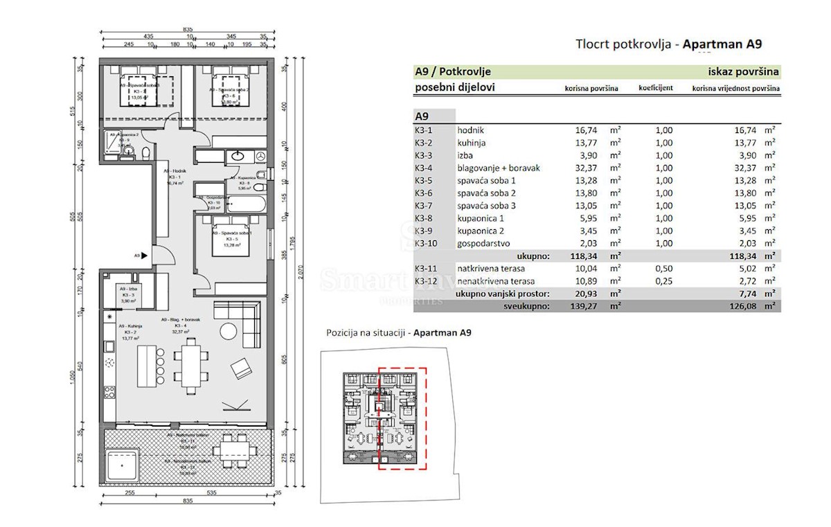 OPATIJA, attico con 3 camere da letto con vista mare e garage (A9)