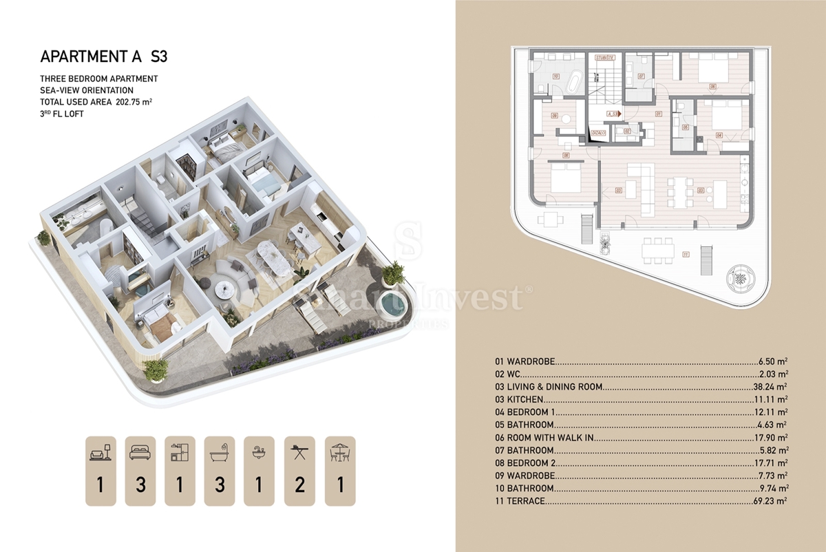 ABBAZIA - CENTRO, lussuoso appartamento con 3 camere da letto e vista mare