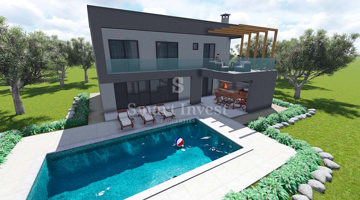 ISTRIA - RABAC, casa in costruzione con piscina a 3 km dal mare