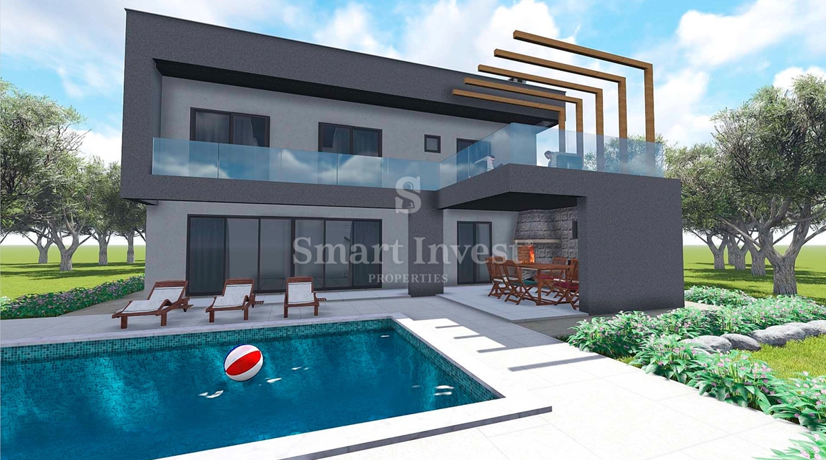 ISTRIA - RABAC, casa in costruzione con piscina a 3 km dal mare