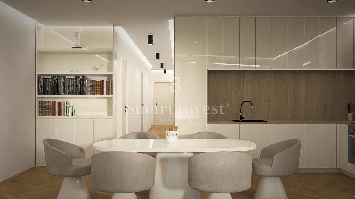 IČIĆI, appartamento trilocale con giardino e vista mare in un nuovo edificio con garage