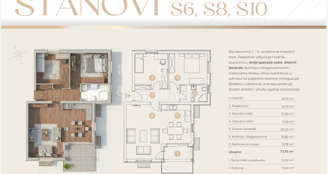 Appartamento Saršoni, Viškovo, 77,75m2