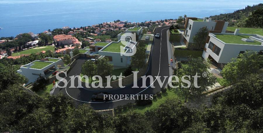 LOVRAN, Terreno edificabile con progetto per 6 ville con vista mare, in vendita