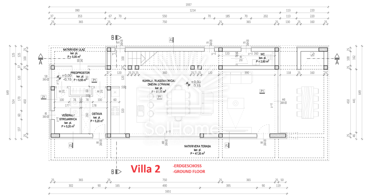 Attraente terreno edificabile con vista sul mare, progetto e permesso di costruzione nella contea di Zara.
