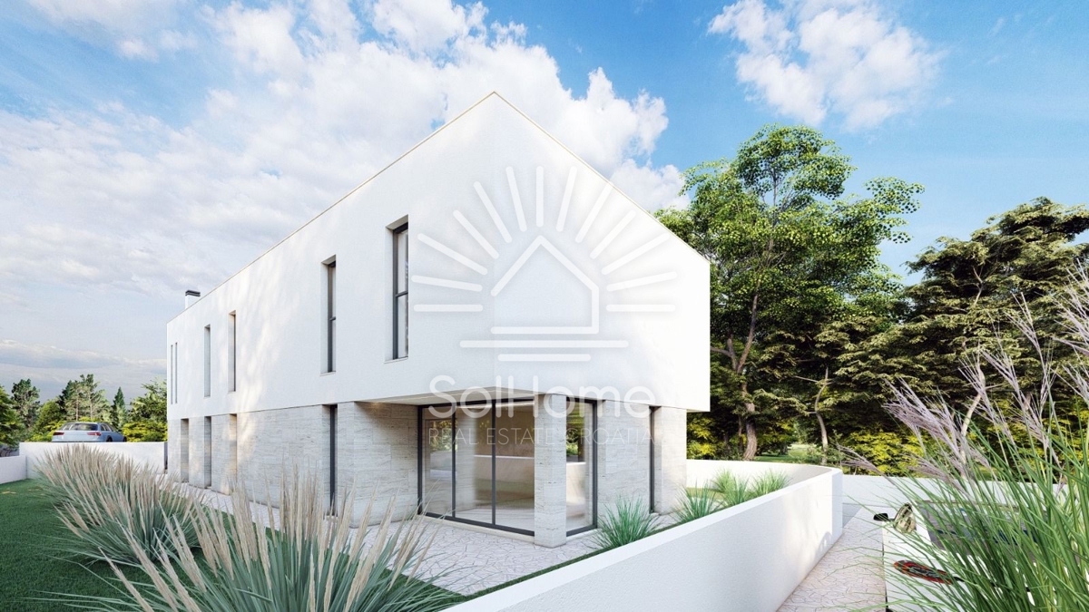 Attraente terreno edificabile con vista sul mare, progetto e permesso di costruzione nella contea di Zara.