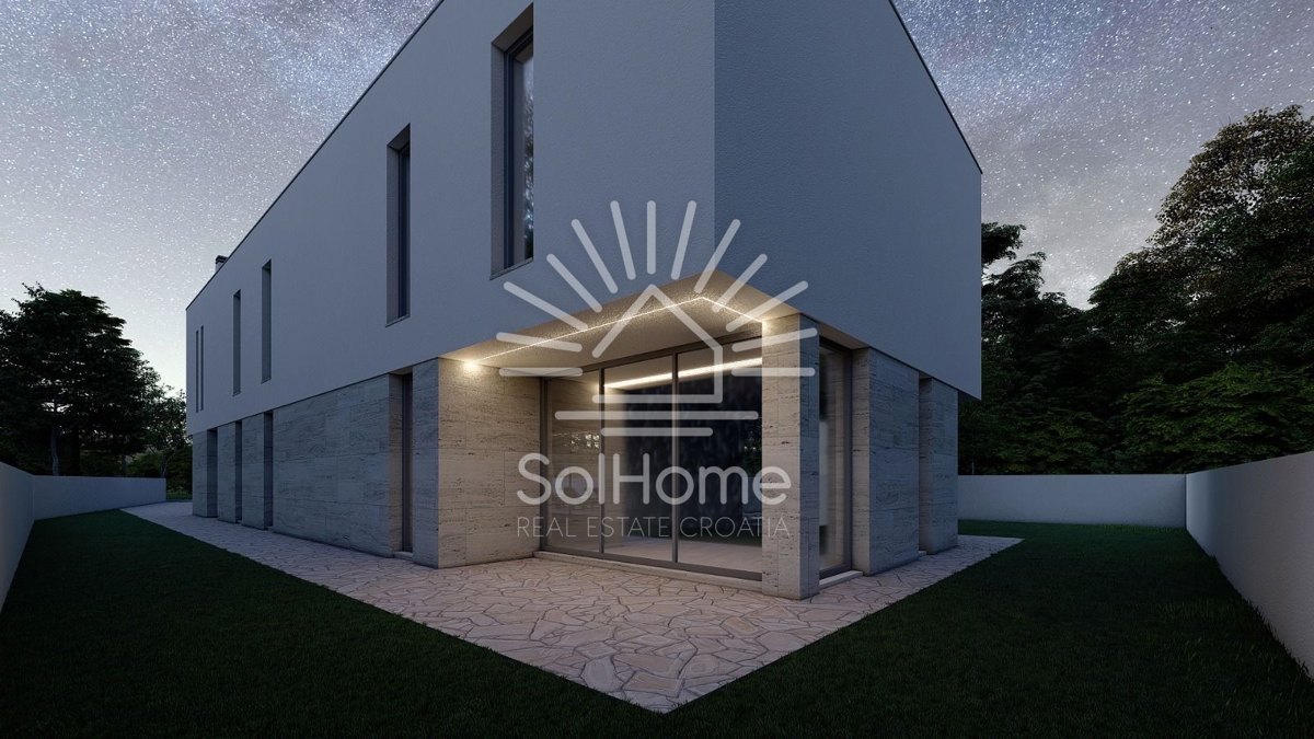 Attraente terreno edificabile con vista sul mare, progetto e permesso di costruzione nella contea di Zara.