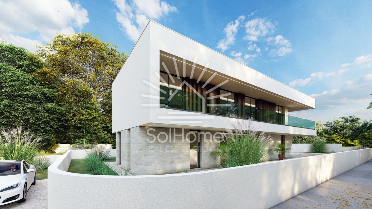 Attraente terreno edificabile con vista sul mare, progetto e permesso di costruzione nella contea di Zara.