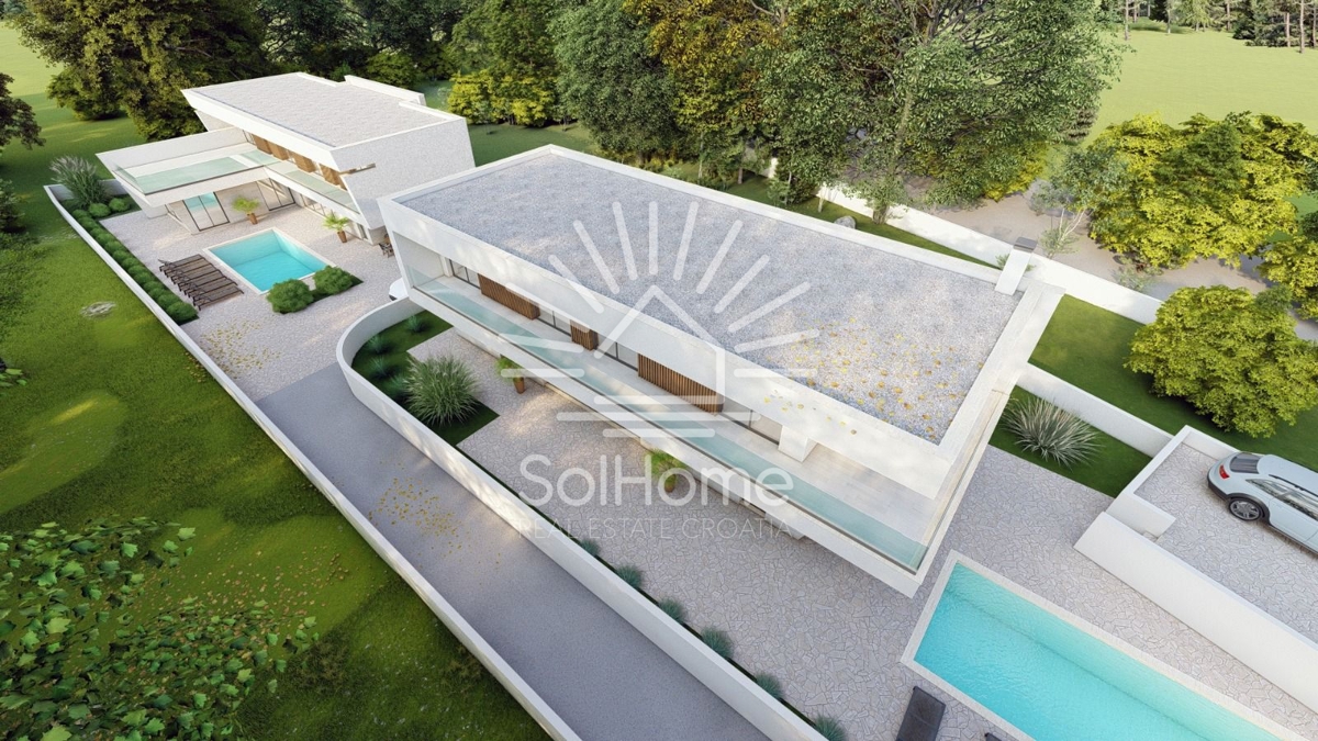 Attraente terreno edificabile con vista sul mare, progetto e permesso di costruzione nella contea di Zara.