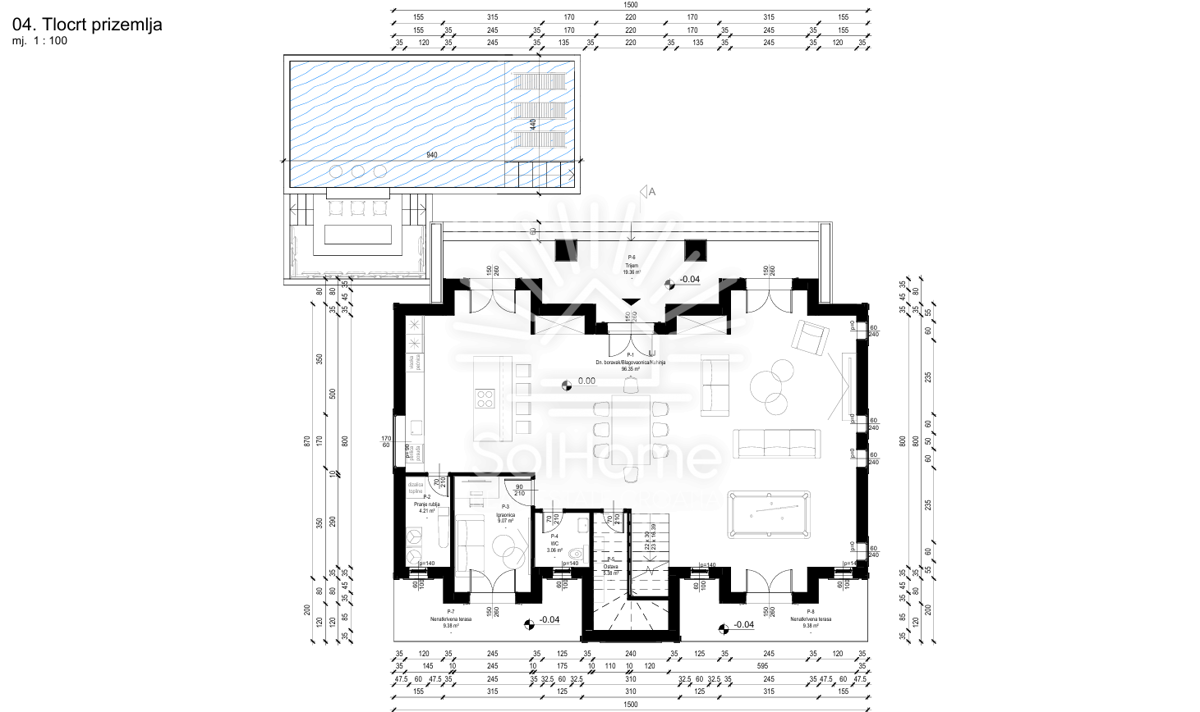 Esclusivo terreno edificabile in prima fila sul mare con progetto di villa di lusso vicino a Zara