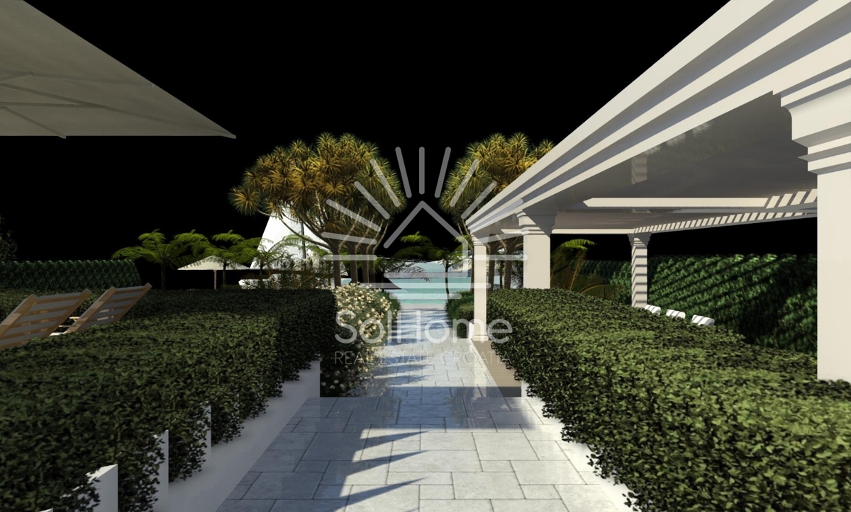 Esclusivo terreno edificabile in prima fila sul mare con progetto di villa di lusso vicino a Zara