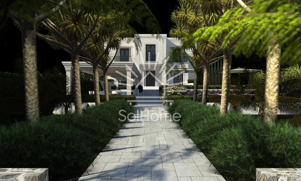 Esclusivo terreno edificabile in prima fila sul mare con progetto di villa di lusso vicino a Zara