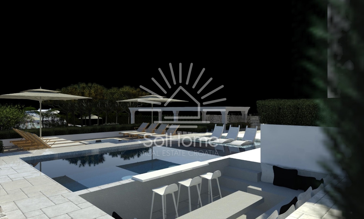 Esclusivo terreno edificabile in prima fila sul mare con progetto di villa di lusso vicino a Zara