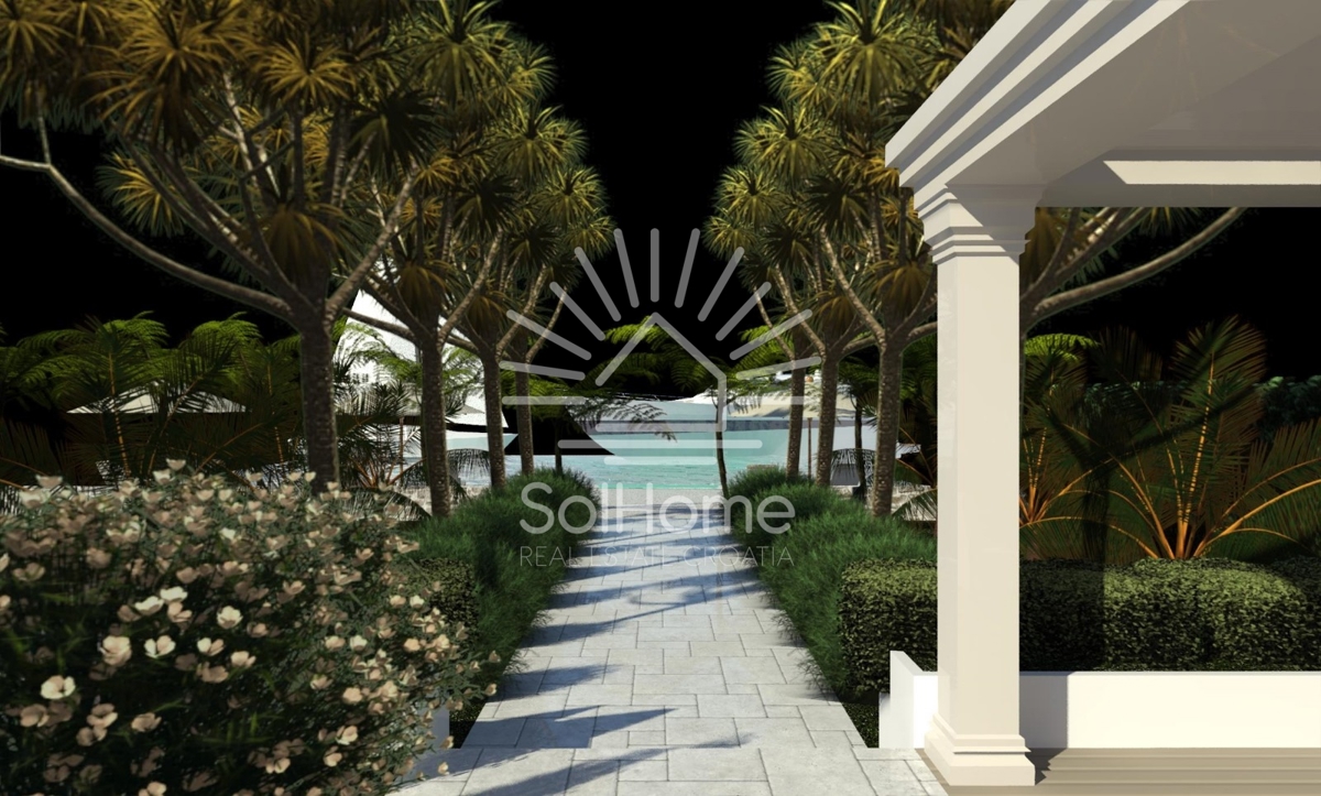 Esclusivo terreno edificabile in prima fila sul mare con progetto di villa di lusso vicino a Zara