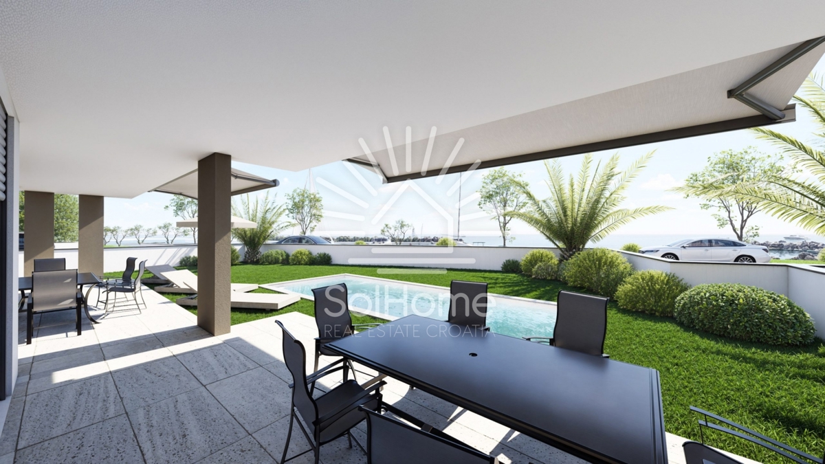 Lussuoso appartamento con piscina sul mare a Zaton - Zara.