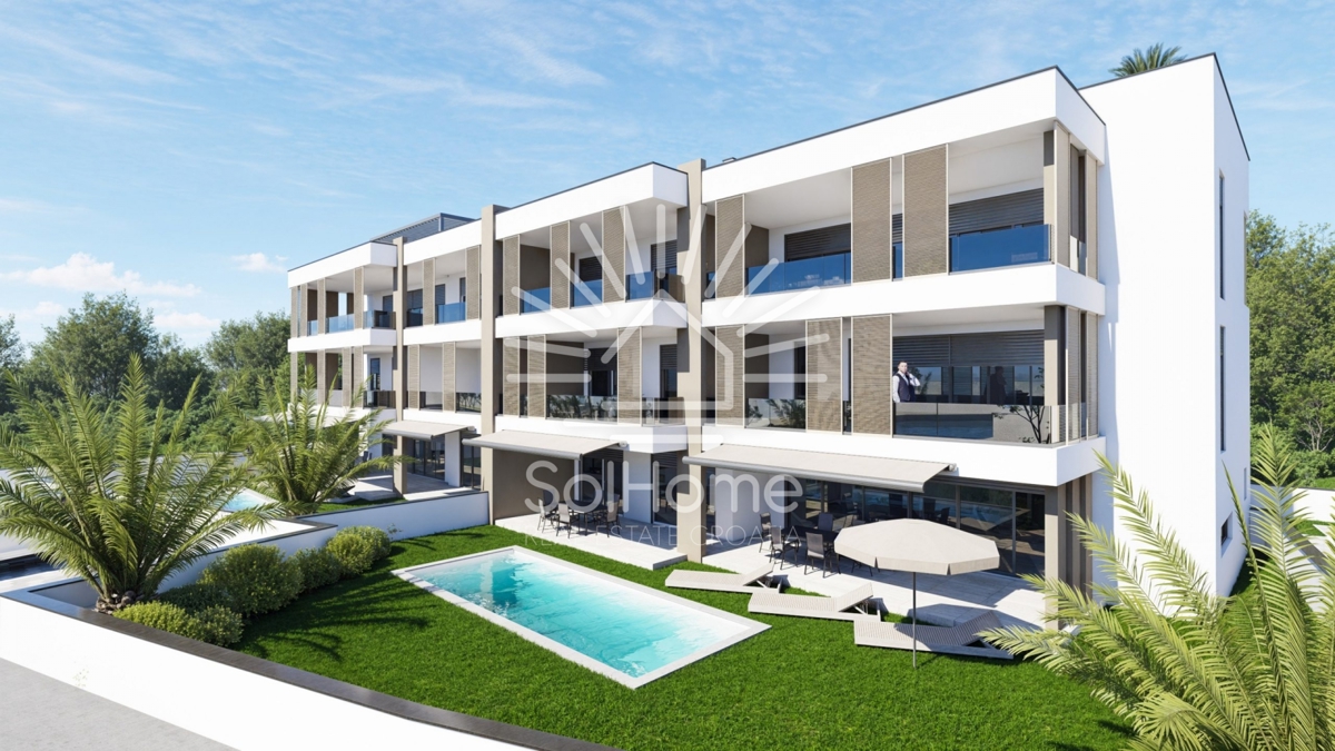 Lussuoso appartamento con piscina sul mare a Zaton - Zara.