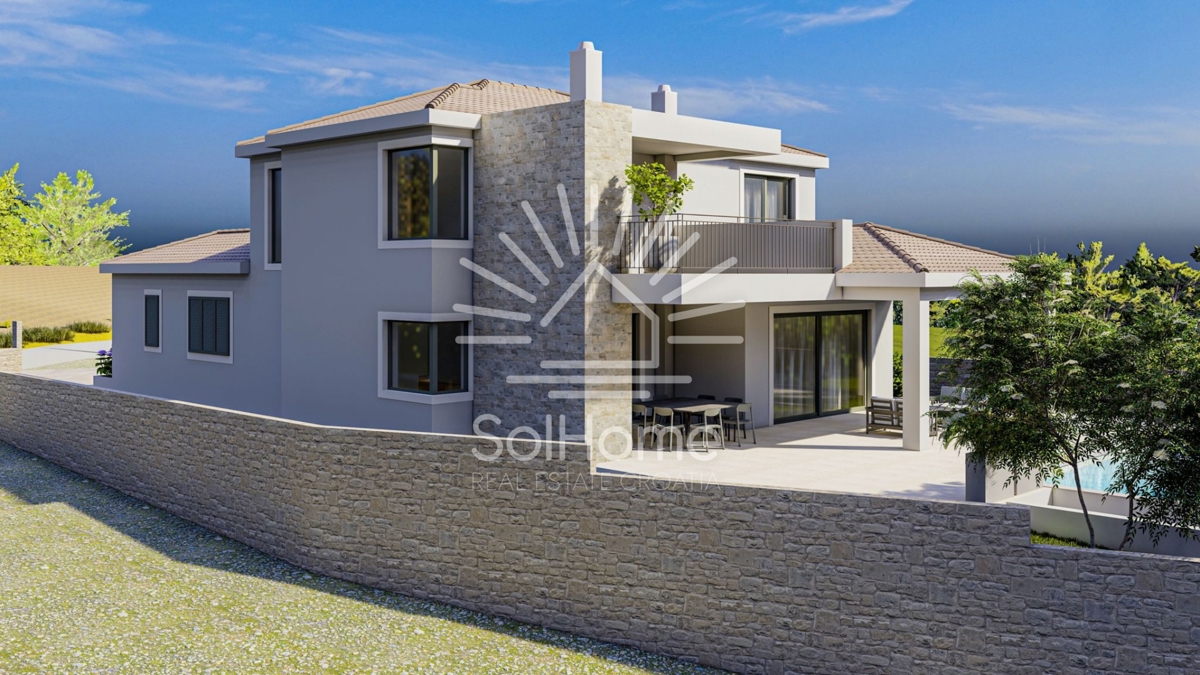 Villa familiare con piscina e vista panoramica sul mare vicino a Zara