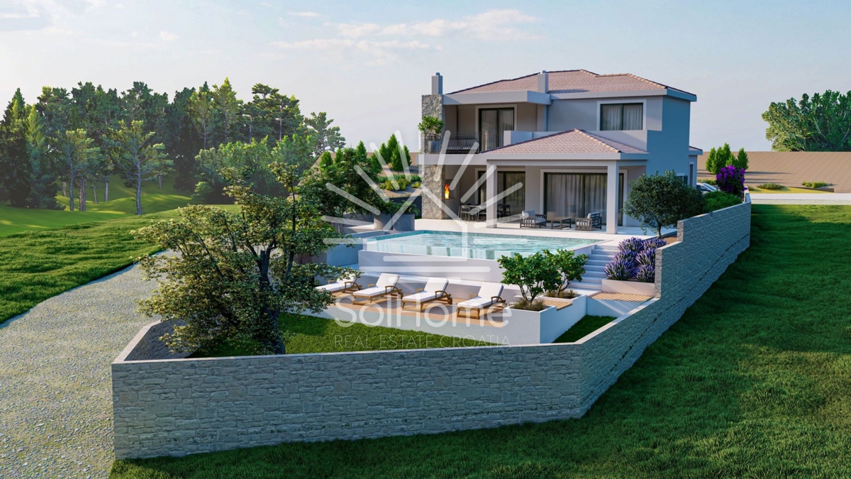 Villa familiare con piscina e vista panoramica sul mare vicino a Zara