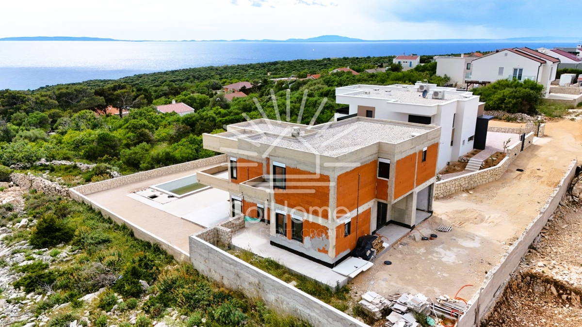 Casa con vista panoramica sul mare e piscina a Novalja