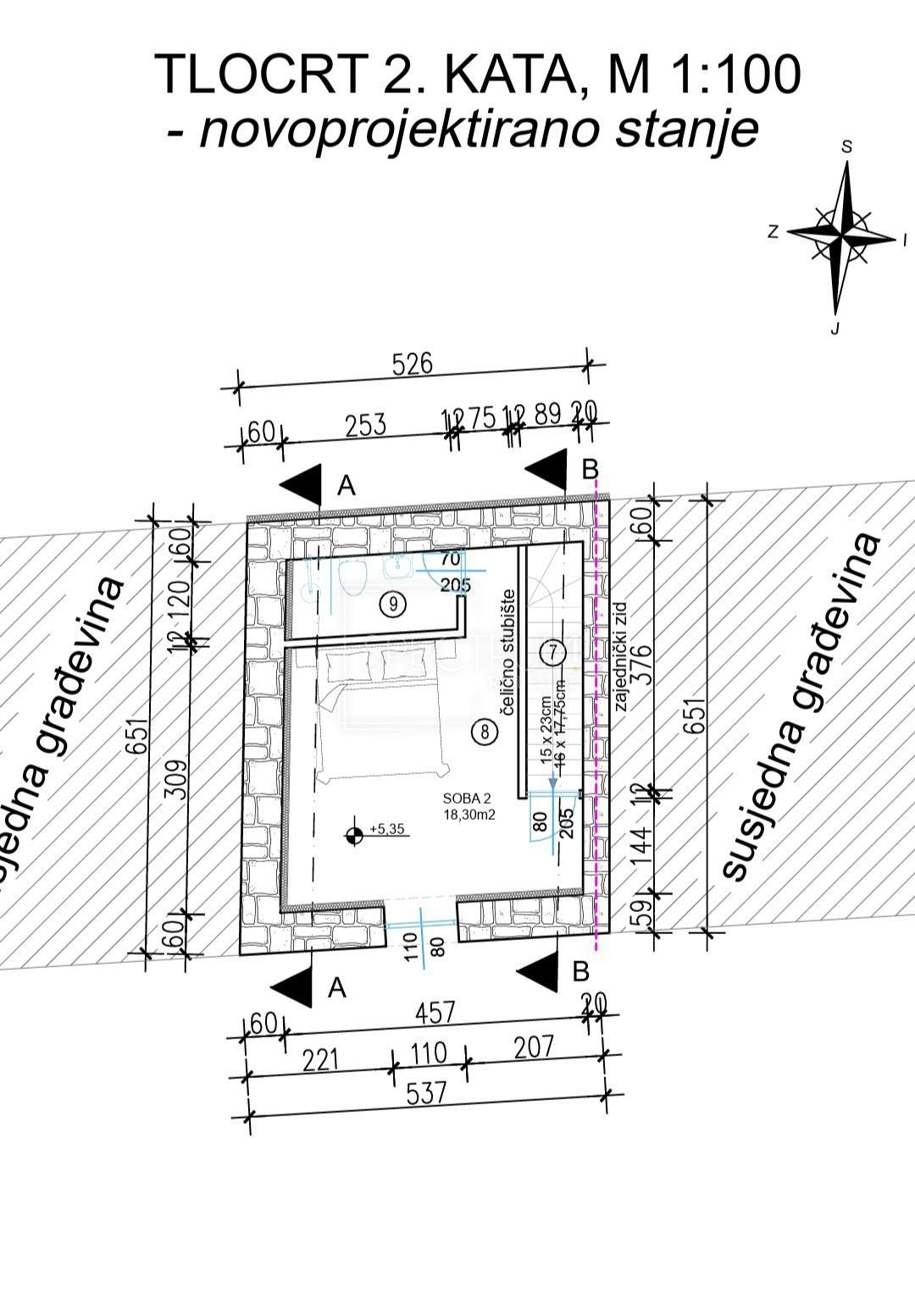 Zona di Buie, casa in pietra con vista panoramica
