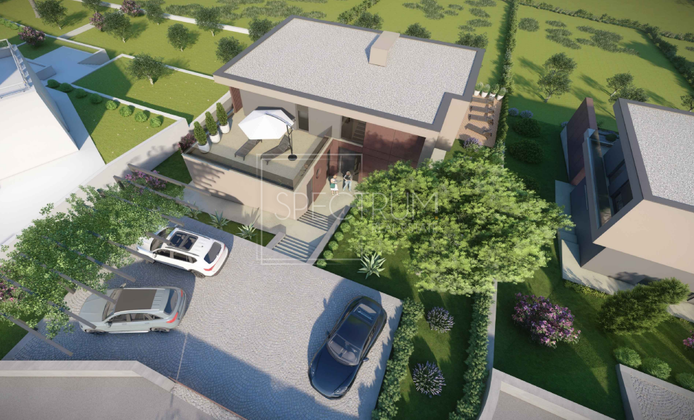 Zona di Albona, villa moderna con piscina in posizione tranquilla