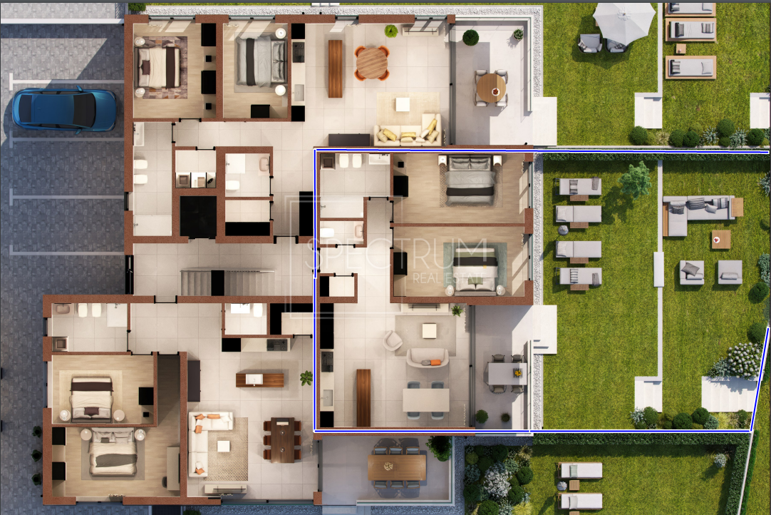 Cittanova, nuova costruzione, appartamento con ampio giardino