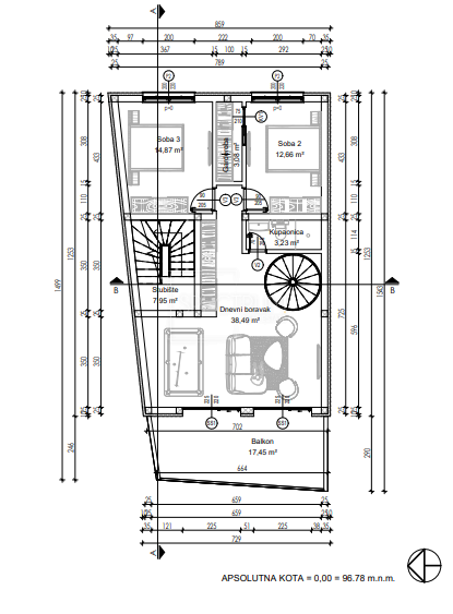 Torre, appartamento duplex con piscina