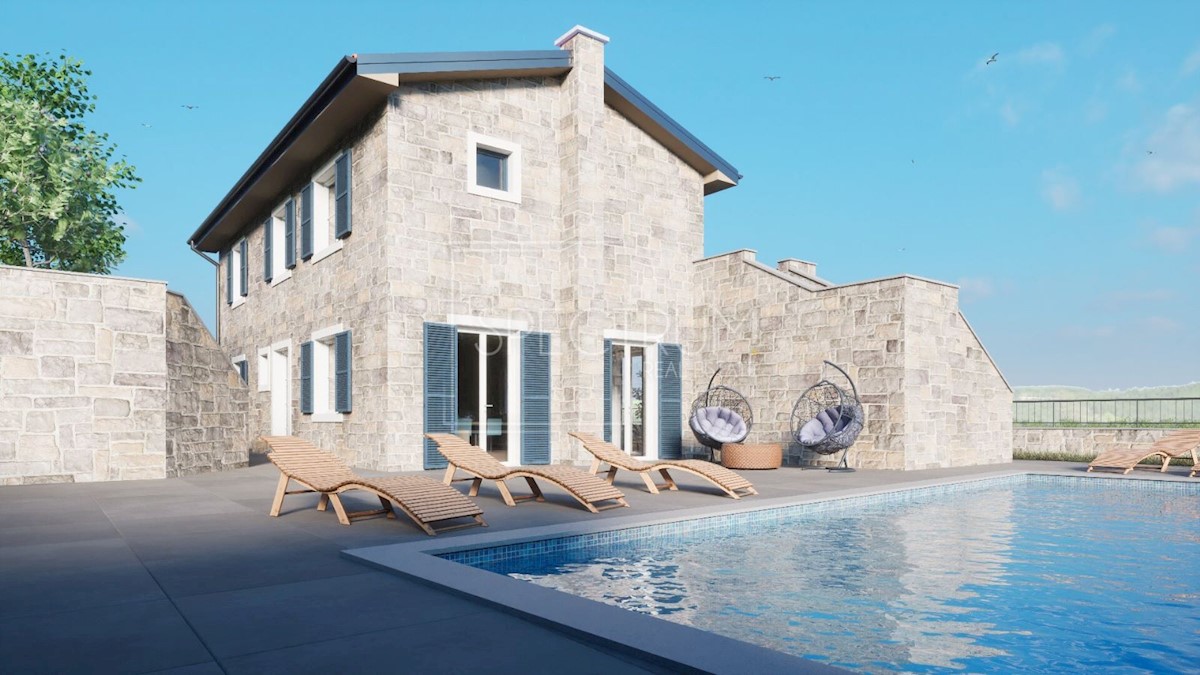 Dintorni di Buie, villa con piscina e vista sui vigneti