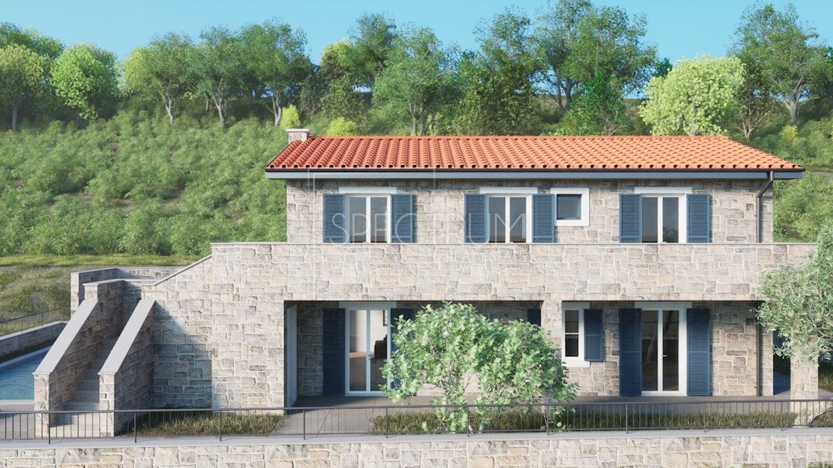 Dintorni di Buie, villa con piscina e vista sui vigneti