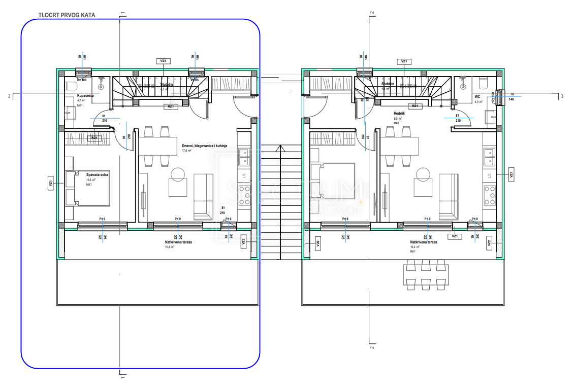 Zona Parenzo, appartamento a due piani con vista mare