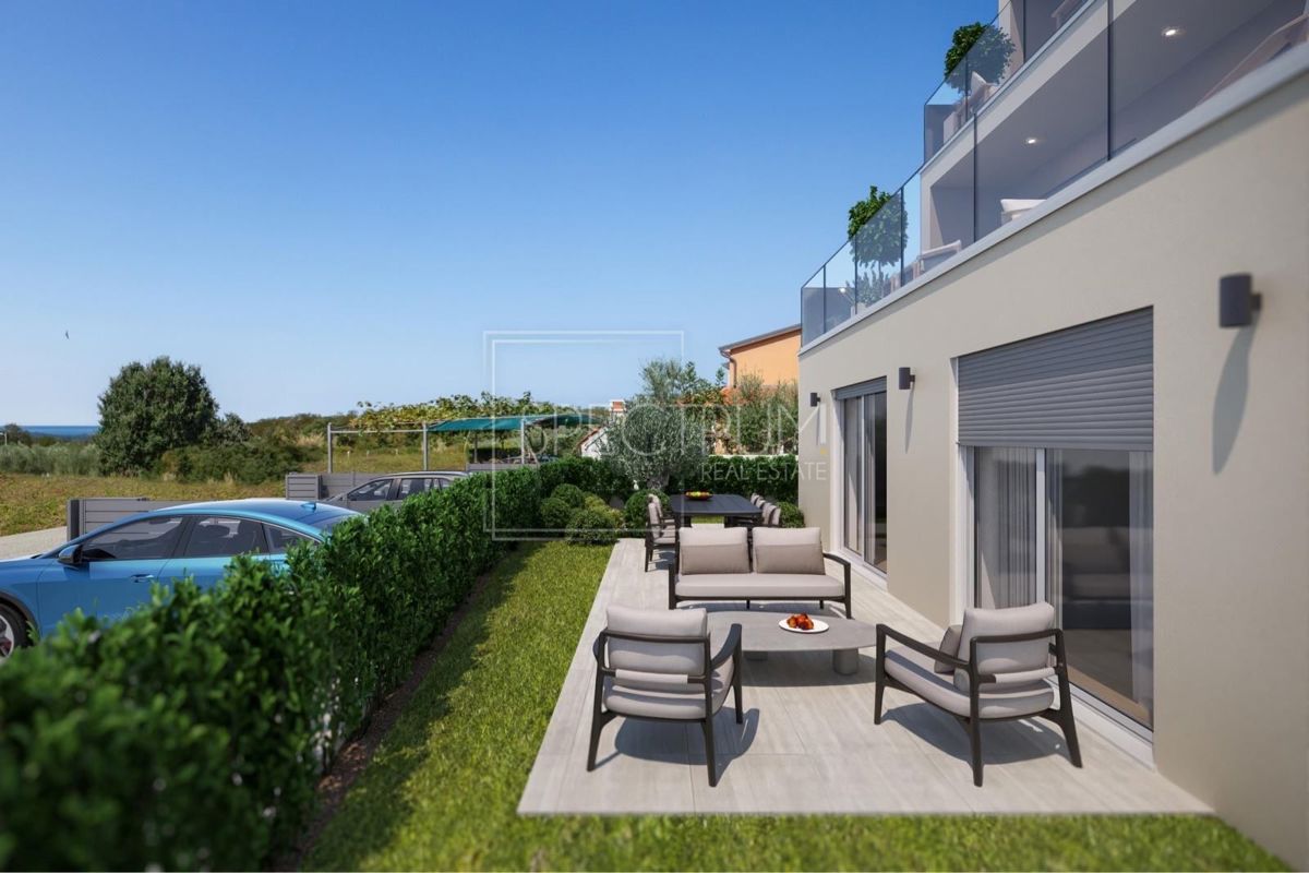 Zona Parenzo, nuovo edificio, appartamento al piano terra con giardino