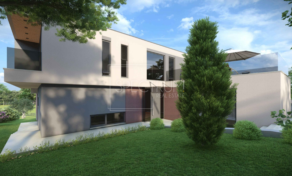 Zona di Albona, nuova costruzione, villa con piscina e centro benessere