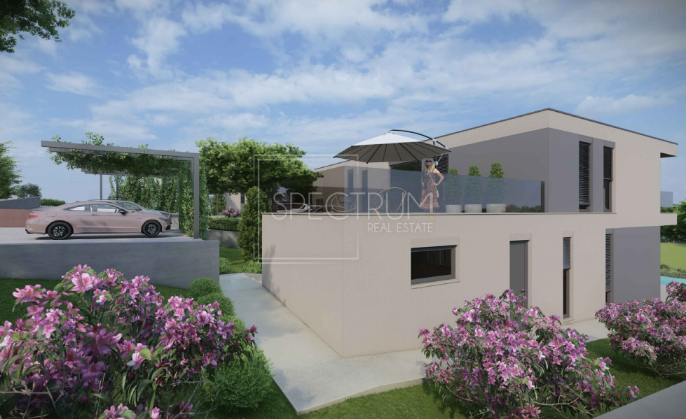 Zona di Albona, nuova costruzione, villa con piscina e centro benessere