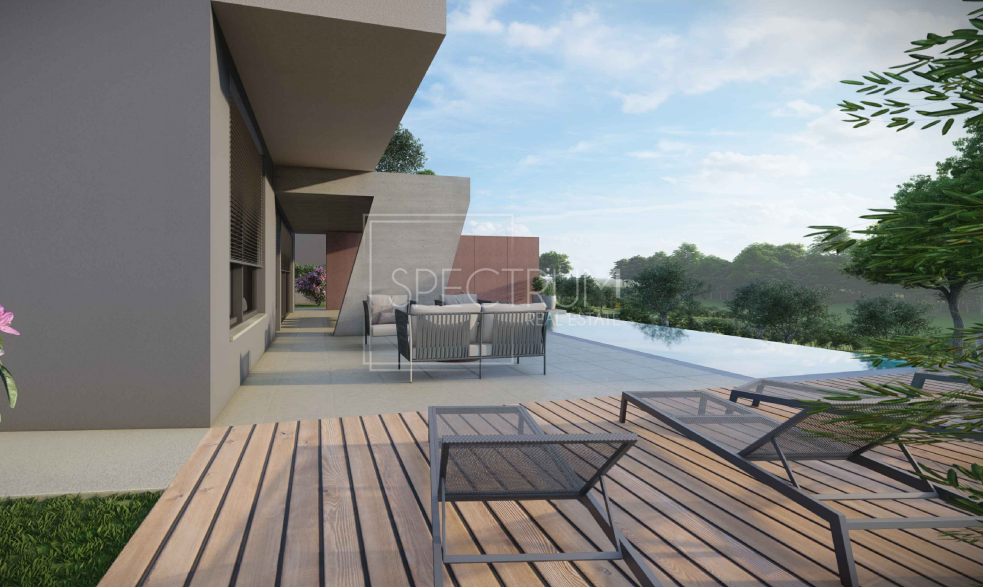 Zona di Albona, nuova costruzione, villa con piscina e centro benessere