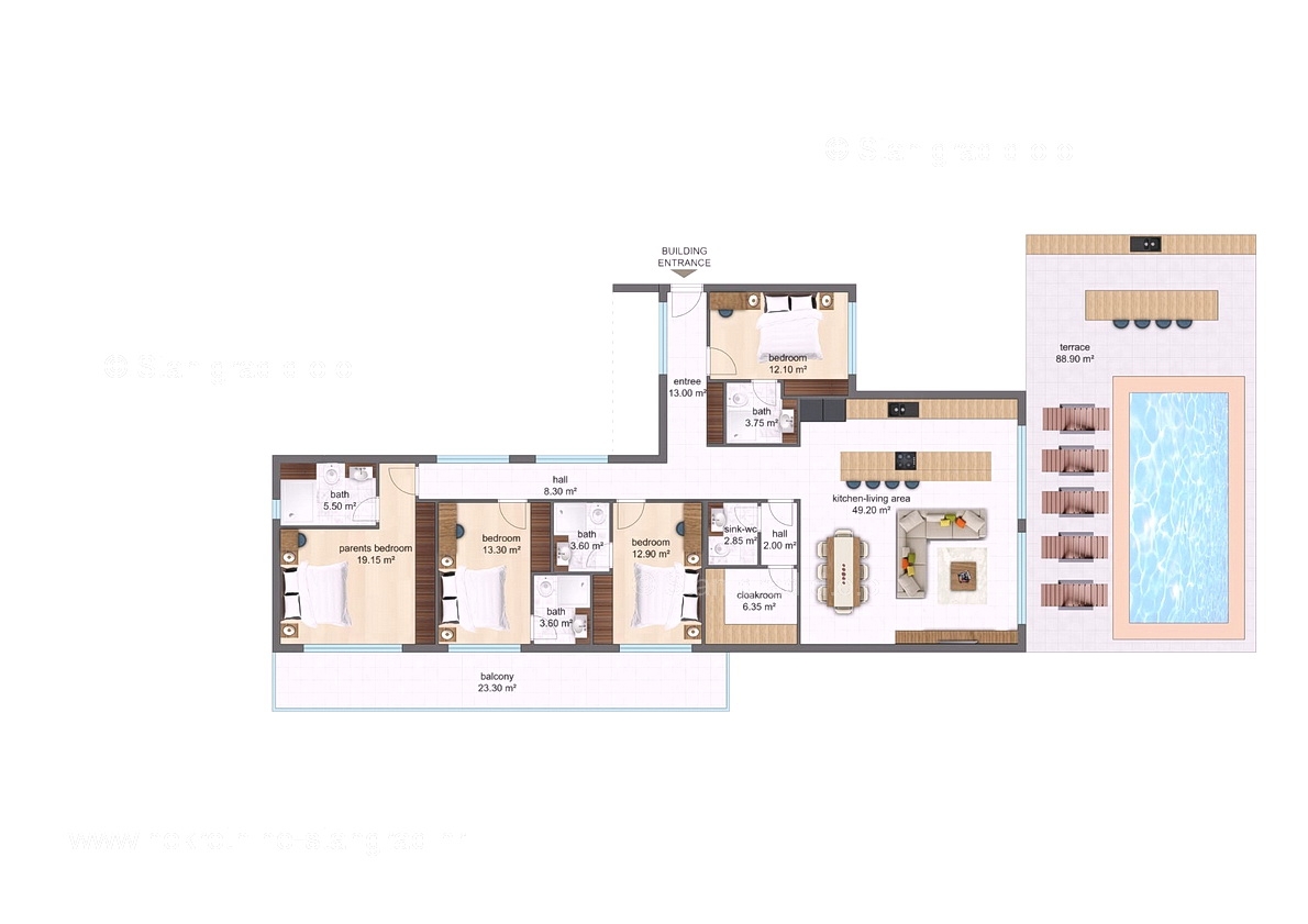 Zona di Krk, bellissimo appartamento al 1° piano con giardino e piscina, in vendita!