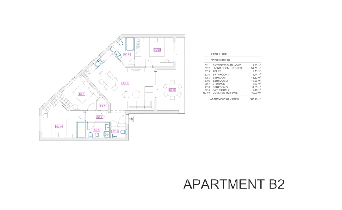 Vrbnik, moderno appartamento al 1° piano di un nuovo edificio con vista mare!