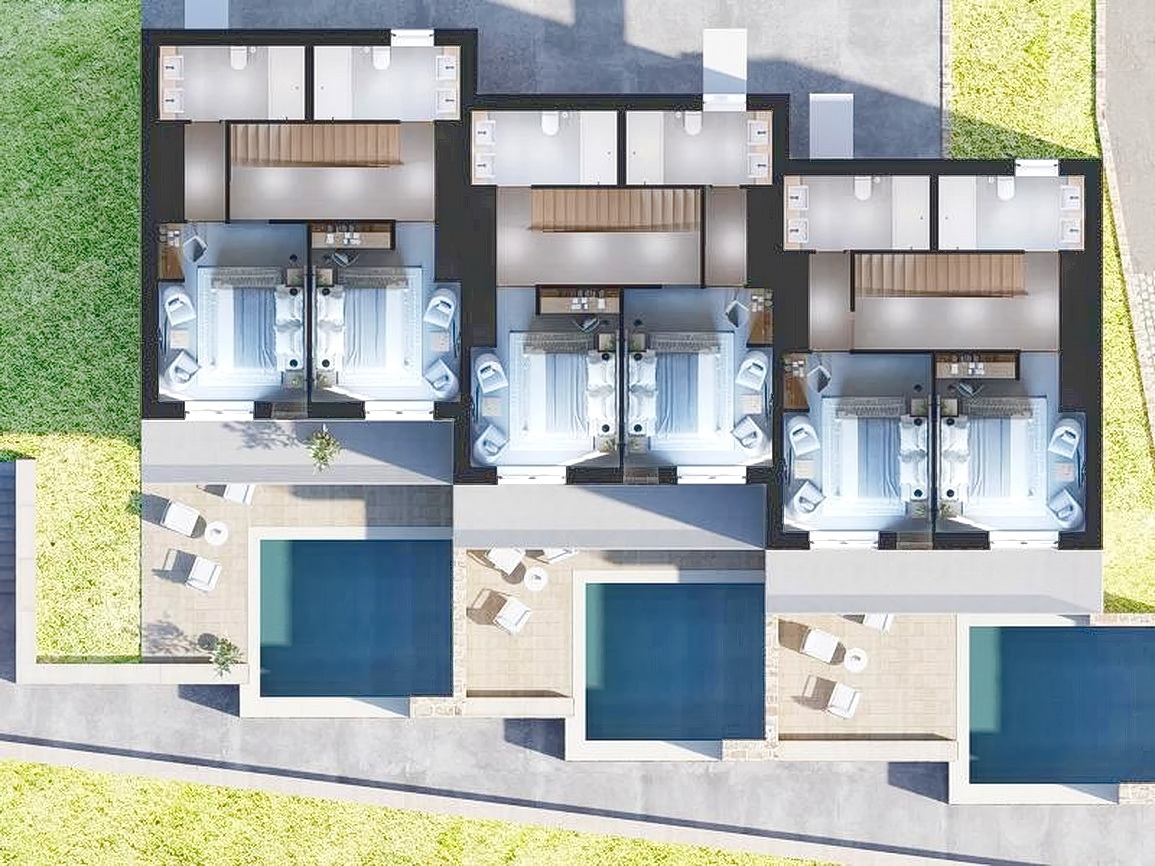 Zona di Krk, casa con 3 unità abitative con vista mare e piscina!