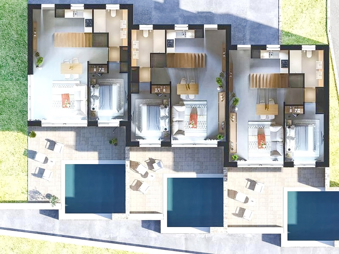 Zona di Krk, casa con 3 unità abitative con vista mare e piscina!