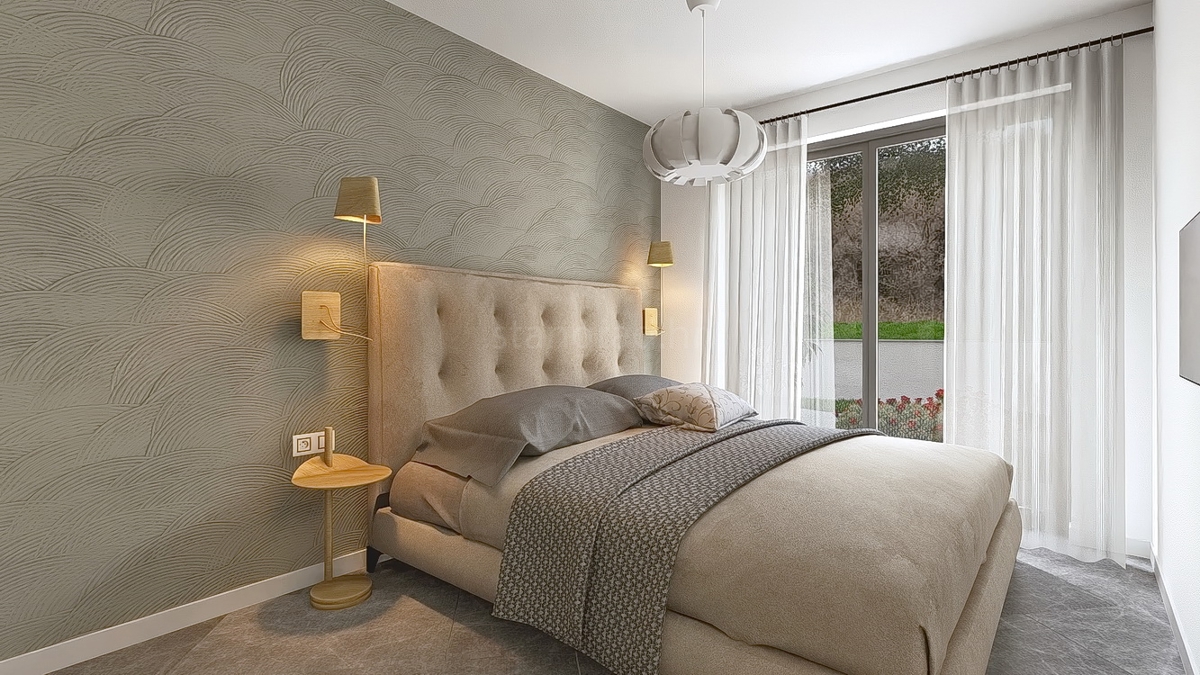 Vrbnik, moderno appartamento con tre camere da letto al piano terra con giardino e piscina!