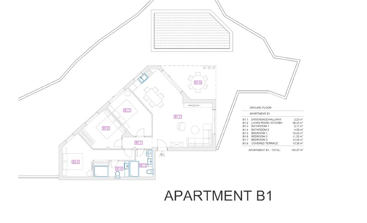 Vrbnik, moderno appartamento con tre camere da letto al piano terra con giardino e piscina!