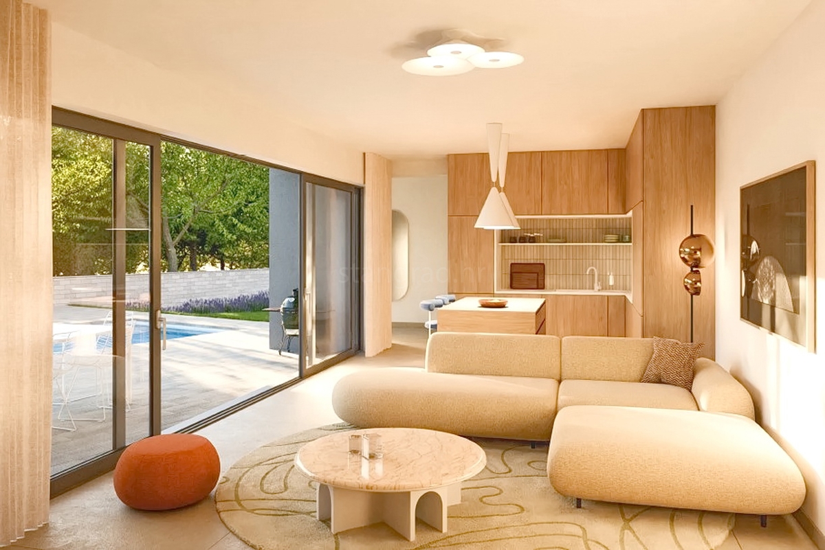 Zona di Krk, nuova villetta bifamiliare con piscina e vista mare!