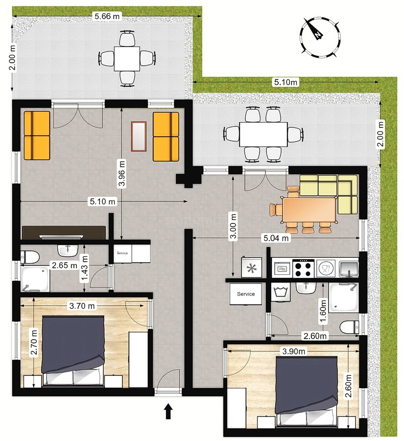 Baška, appartamento al piano terra a 200 m dal mare!