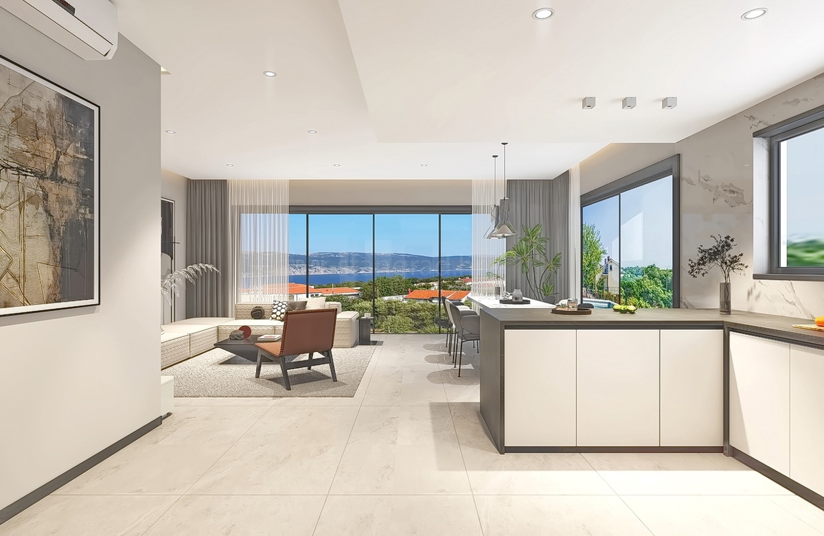 Krk, dintorni, nuova villa di lusso con una vista meravigliosa!