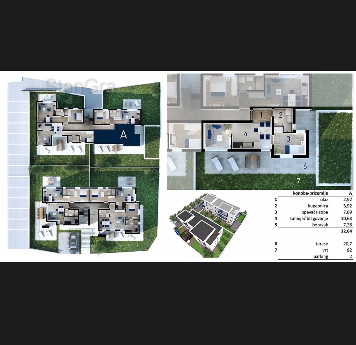 La città di Krk, appartamento al 1° piano + appartamento al piano terra con giardino